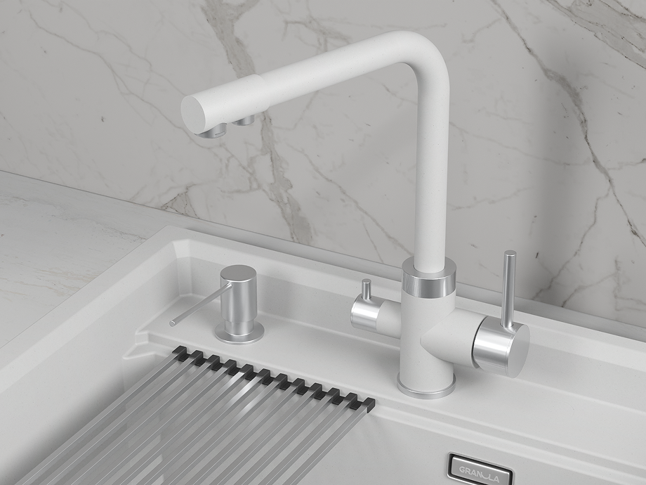 Кухонный смеситель GRANULA 5015, АРКТИК (БЕЛЫЙ)