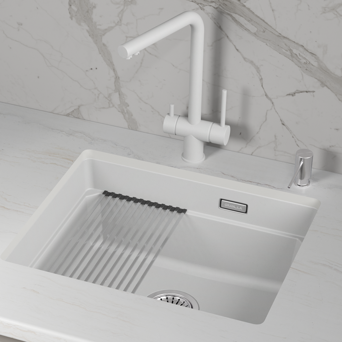 Кухонная мойка GRANULA KS-5501U, АРКТИК (БЕЛЫЙ)