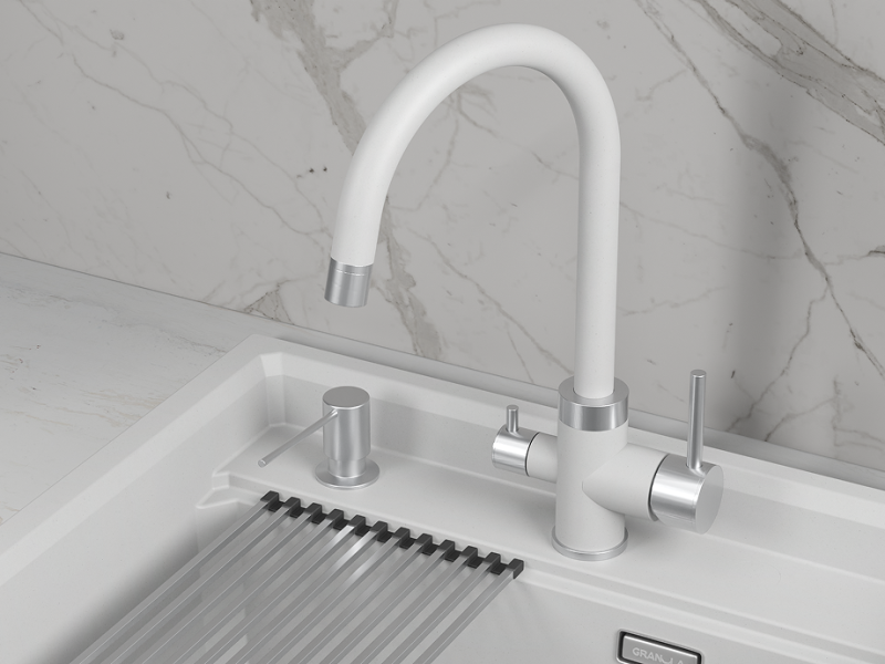 Кухонный смеситель GRANULA GR-5169, АРКТИК (БЕЛЫЙ)