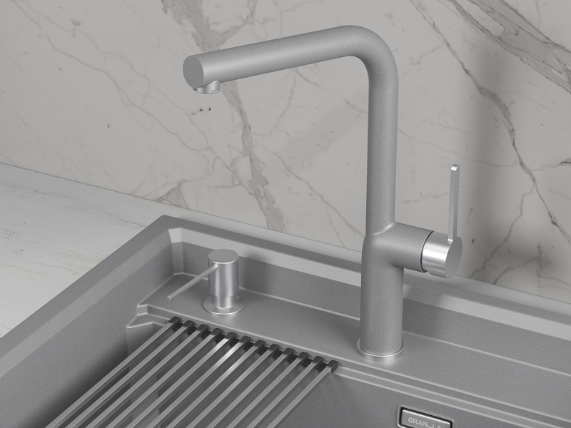 Кухонный смеситель GRANULA GR-9502, АЛЮМИНИУМ