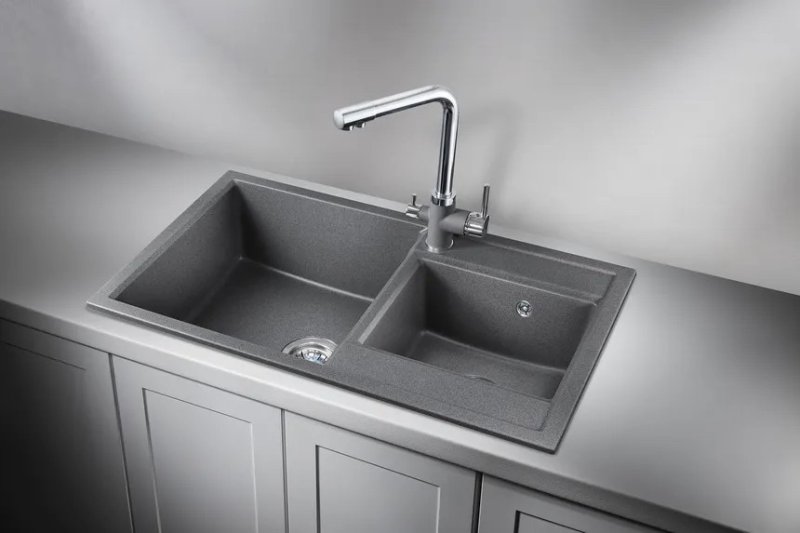 Кухонная мойка GRANULA GR-8201, ГРАФИТ (ЧЁРНО-СЕРЫЙ)