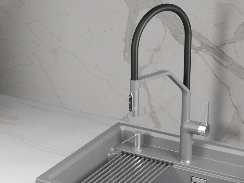 Кухонный смеситель GRANULA GR-9012, АЛЮМИНИУМ