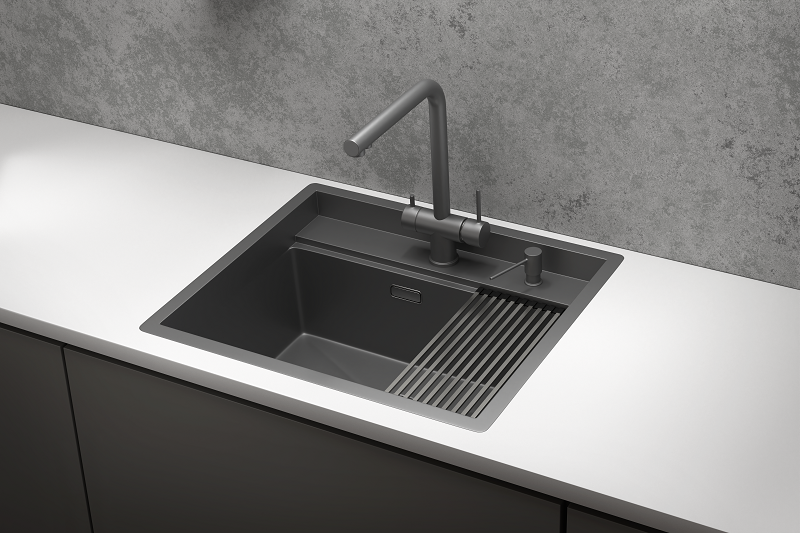 Кухонная мойка GRANULA KS-6051, ГРАФИТ МАТОВЫЙ