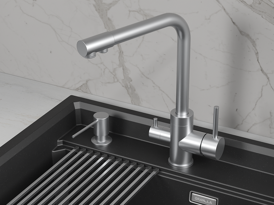 Кухонный смеситель GRANULA 5015, НЕРЖ, 