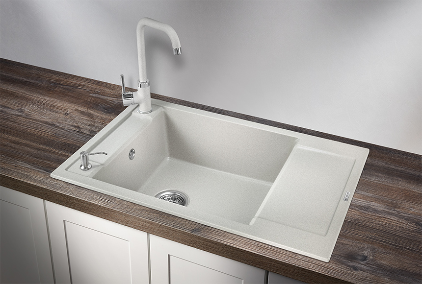 7806, БАЗАЛЬТ, кухонная мойка, кварц