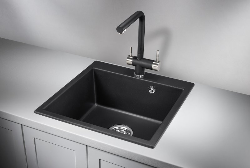 Кухонная мойка GRANULA GR-5102, ШВАРЦ (чёрный металлик)