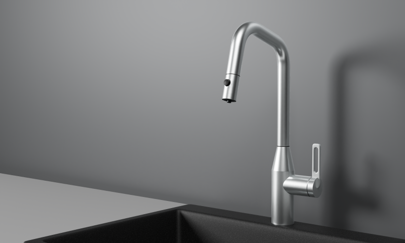 Кухонный смеситель GRANULA с выдвижным изливом и подключением к фильтру GR-8171, НЕРЖ