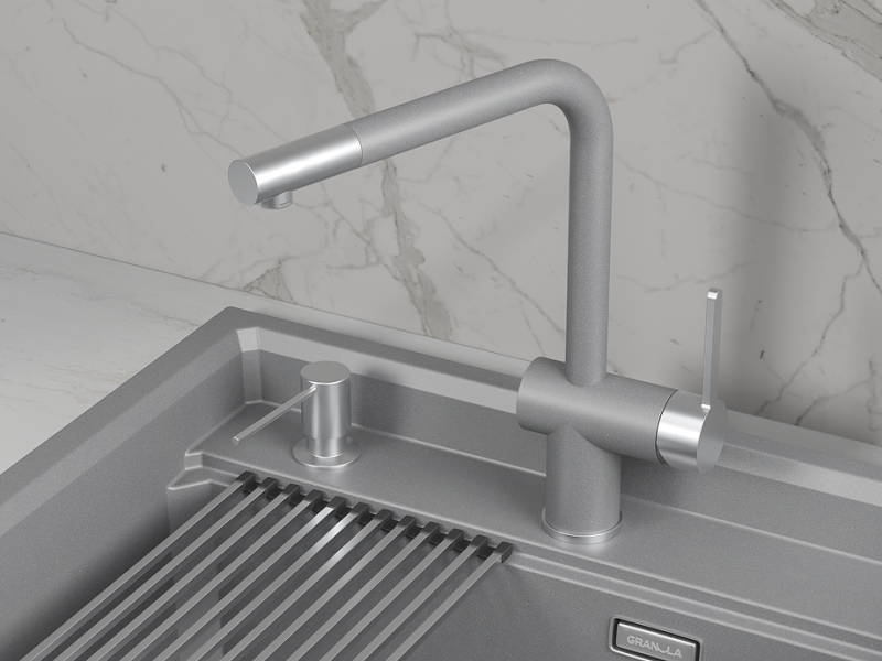 Кухонный смеситель GRANULA GR-5017, АЛЮМИНИУМ