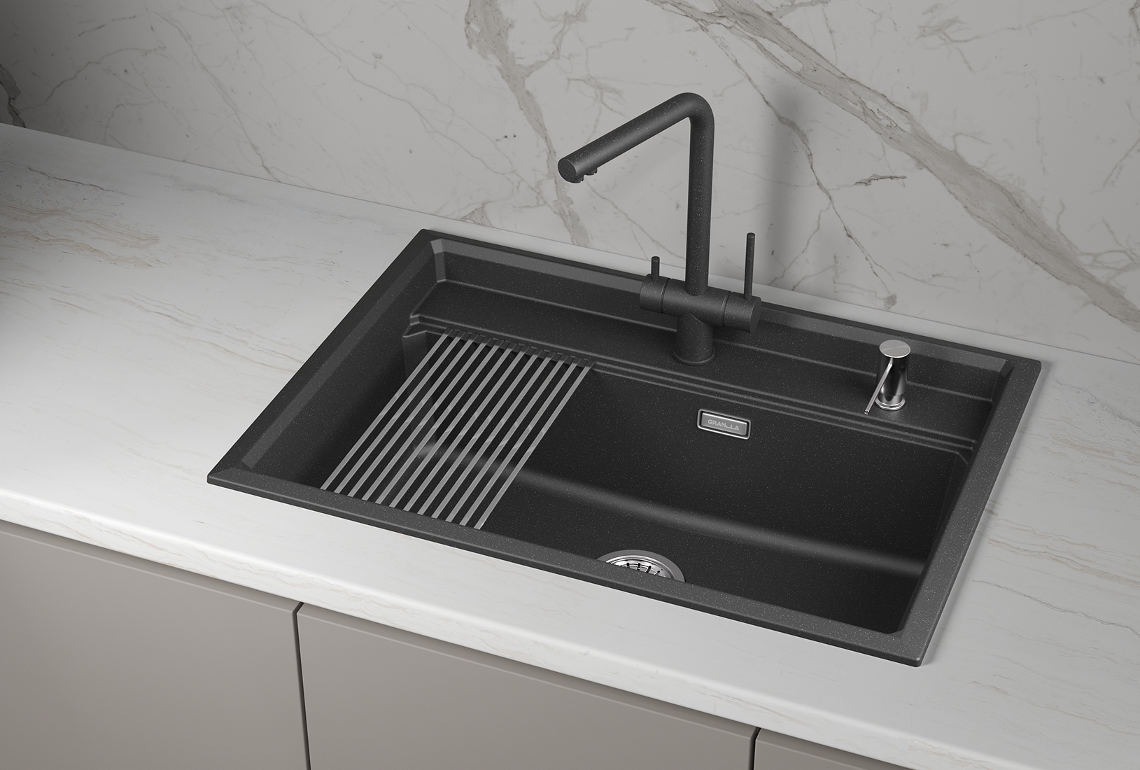 Кухонная мойка GRANULA KS-7301, ЧЁРНЫЙ 