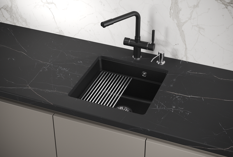 Кухонная мойка GRANULA KS-4501U, ШВАРЦ (чёрный металлик)