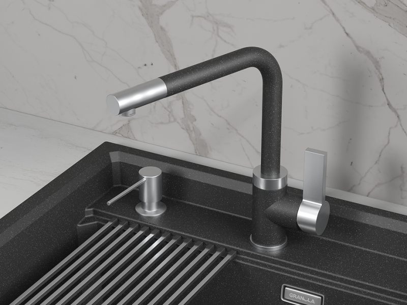 Кухонный смеситель GRANULA GR-5504, ЧЕРНЫЙ