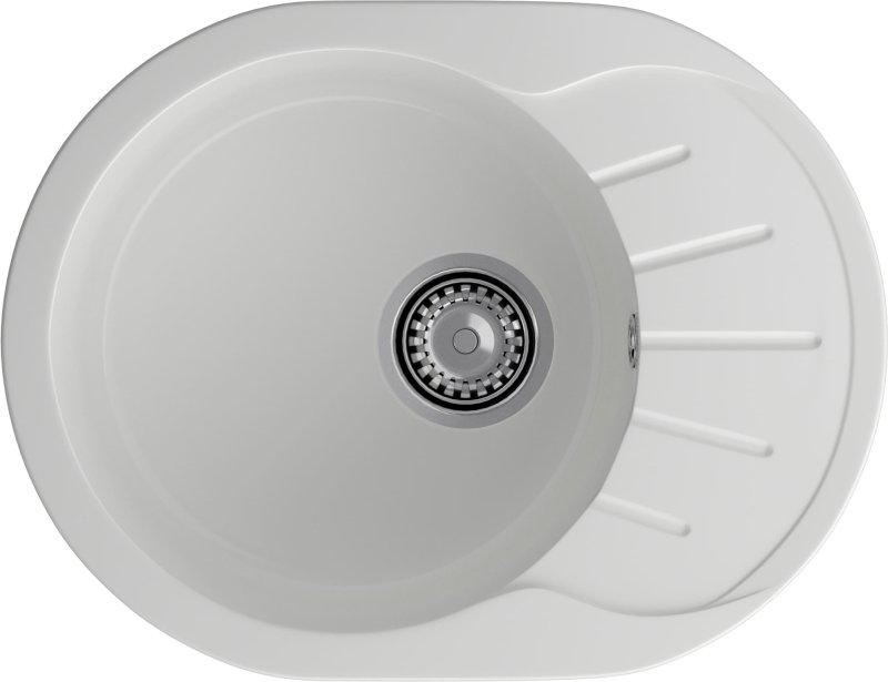 GranFest Композит Мойка RONDO 580L  1-чаша+крыло 579*445мм иней арт.GF-