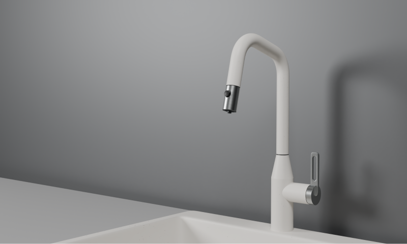 Кухонный смеситель GRANULA с выдвижным изливом и подключением к фильтру GR-8171, АРКТИК (БЕЛЫЙ)