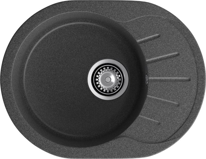 GranFest Композит Мойка RONDO 580L  1-чаша+крыло 579*445мм графит арт.GF-