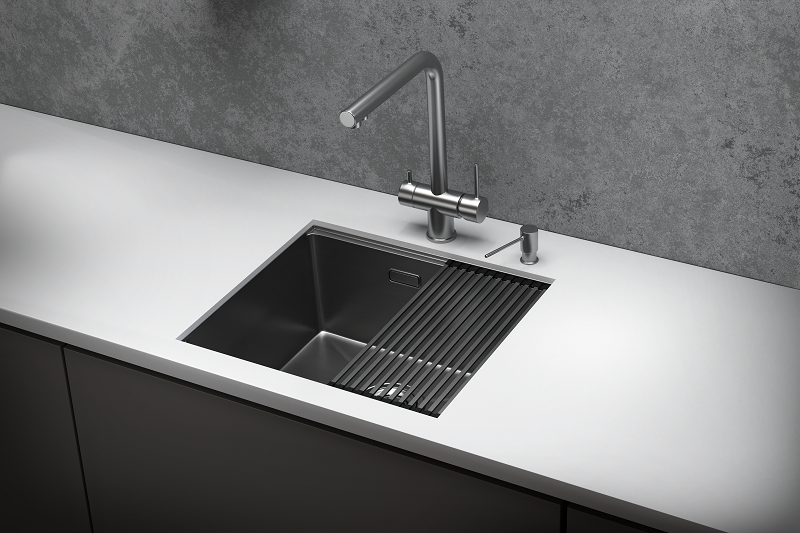 KS-5045U, СТАЛЬ САТИН, стальная кухонная мойка KITCHEN SPACE