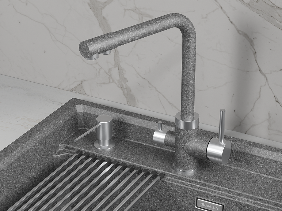 Кухонный смеситель GRANULA 5015, ГРАФИТ (ЧЁРНО-СЕРЫЙ)