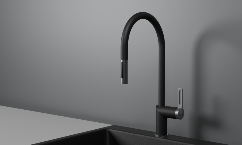 Кухонный смеситель GRANULA с выдвижным изливом и переключением на душ GR-8172, ТУРМАЛИН