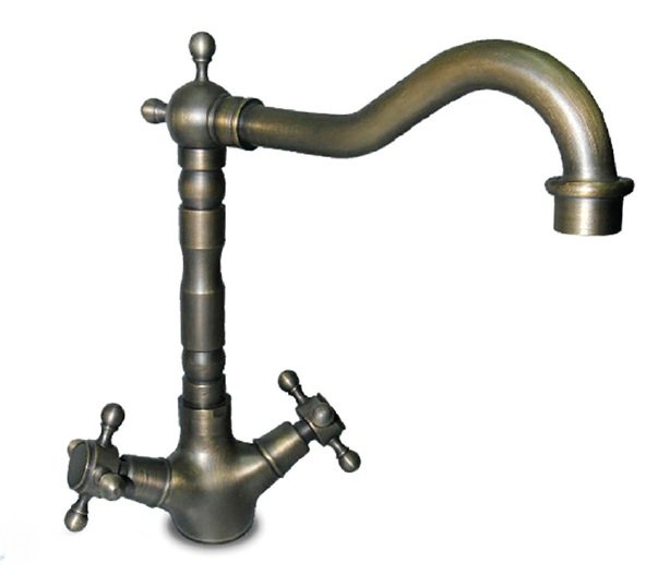 GranFest Композит Смеситель для кухни  Ретро двухвентильный бронза арт.