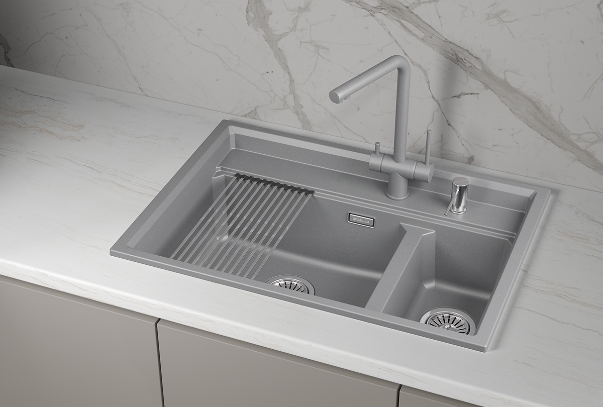 Кухонная мойка GRANULA KS-7302, АЛЮМИНИУМ