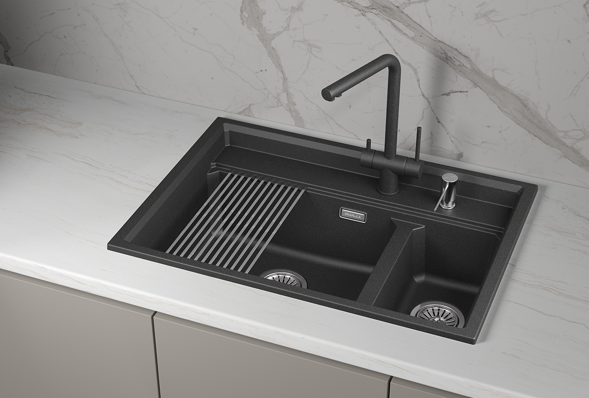 Кухонная мойка GRANULA KS-7302, ЧЁРНЫЙ