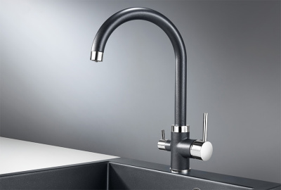 Кухонный смеситель GRANULA  GR-2168, ШВАРЦ (чёрный металлик)