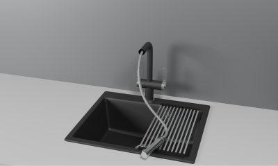 Кухонный смеситель GRANULA с выдвижным изливом и подключением к фильтру GR-8170, ШВАРЦ