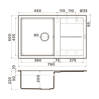 Кухонная мойка OMOIKIRI Sumi 79A wg