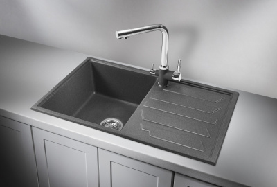 Кухонная мойка GRANULA GR-8002, ГРАФИТ (ЧЁРНО-СЕРЫЙ)
