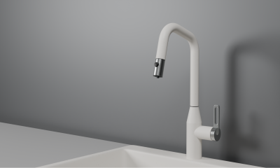 Кухонный смеситель GRANULA с выдвижным изливом и подключением к фильтру GR-8171, АРКТИК (БЕЛЫЙ)