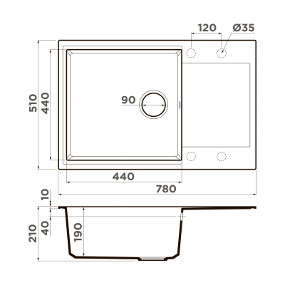 Кухонная мойка OMOIKIRI Daisen 78-LB be