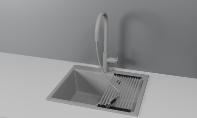 Кухонный смеситель GRANULA с выдвижным изливом с переключением на душ и подключением к  фильтру GR-8168, АЛЮМИНИУМ