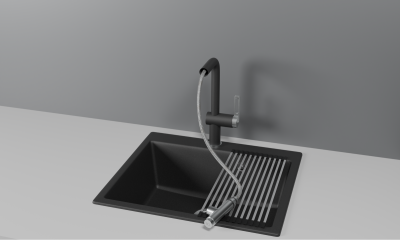 Кухонный смеситель GRANULA с выдвижным изливом и подключением к фильтру GR-8169, ШВАРЦ