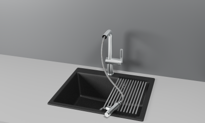 Кухонный смеситель GRANULA с выдвижным изливом и подключением к фильтру GR-8169, НЕРЖ