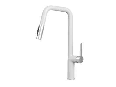 Кухонный смеситель GRANULA с выдвижным изливом с переключением на душ и подключением к  фильтру GR-9011, АРКТИК (БЕЛЫЙ)