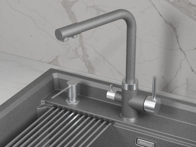 Кухонный смеситель GRANULA GR-5015, ГРАФИТ (ЧЁРНО-СЕРЫЙ)
