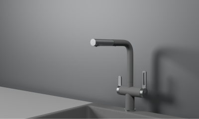 Кухонный смеситель GRANULA с выдвижным изливом и подключением к фильтру GR-8170, АЛЮМИНИУМ