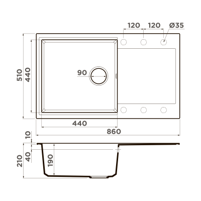 Кухонная мойка OMOIKIRI Daisen 86 bl