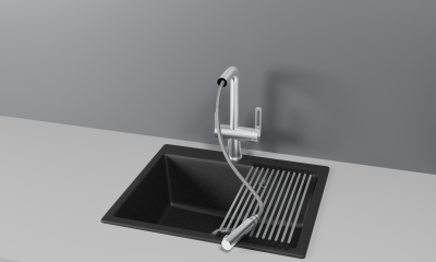 Кухонный смеситель GRANULA с выдвижным изливом и подключением к фильтру GR-8170, НЕРЖ