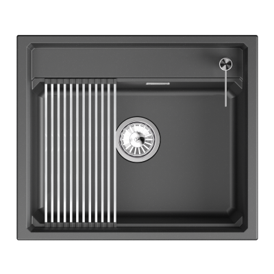 Кухонная мойка GRANULA KS-6003, ШВАРЦ (чёрный металлик)