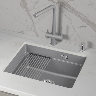 Кухонная мойка GRANULA KS-5501U, АЛЮМИНИУМ