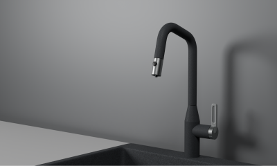 Кухонный смеситель GRANULA с выдвижным изливом и подключением к фильтру GR-8171, ГРАФИТ