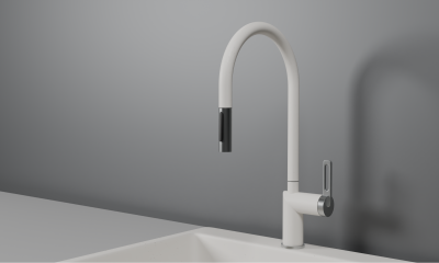 Кухонный смеситель GRANULA с выдвижным изливом и переключением на душ GR-8172, АРКТИК (БЕЛЫЙ)