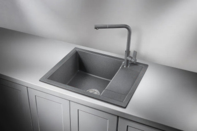 Кухонная мойка GRANULA GR-6002, ГРАФИТ (ЧЁРНО-СЕРЫЙ)