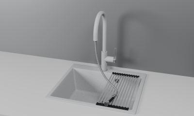 Кухонный смеситель GRANULA с выдвижным изливом с переключением на душ и подключением к  фильтру  GR-8168, БАЗАЛЬТ