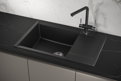 Кухонная мойка GRANULA ES-7807, ШВАРЦ (чёрный металлик)