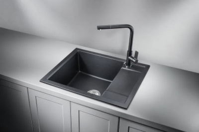 Кухонная мойка GRANULA GR-6002, ШВАРЦ (чёрный металлик)