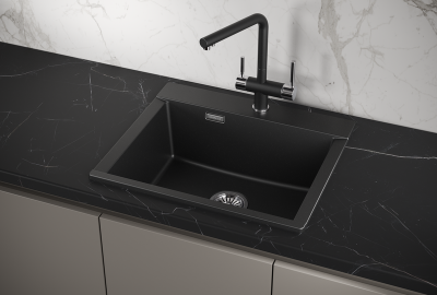 Кухонная мойка GRANULA ES-5804, ШВАРЦ (чёрный металлик)