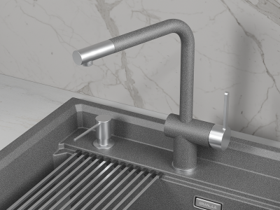 Кухонный смеситель GRANULA GR-5017, ГРАФИТ (ЧЁРНО-СЕРЫЙ)