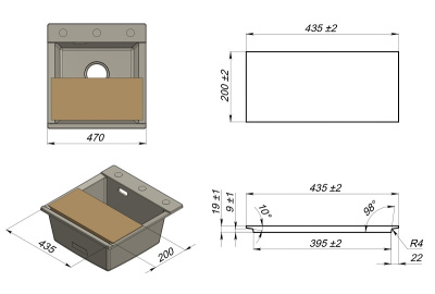 Кухонная мойка GRANULA ES-4701, ЧЁРНЫЙ