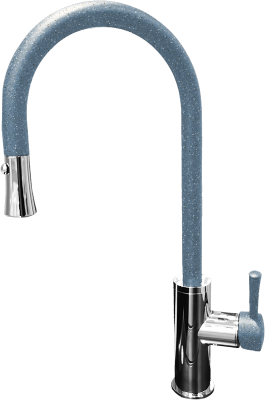 GranFest Композит Смеситель для кухни  U-обр. с выдвижной лейкой D-35мм графит арт.